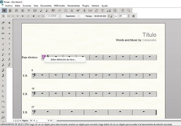 Modify Clef in Finale