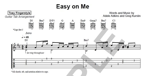 Easy on me Toey Fingerstyle